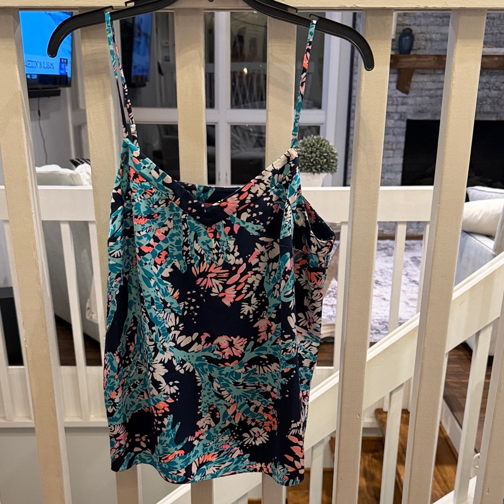 Lilly Pulitzer Navy and Teal Floral Camisole